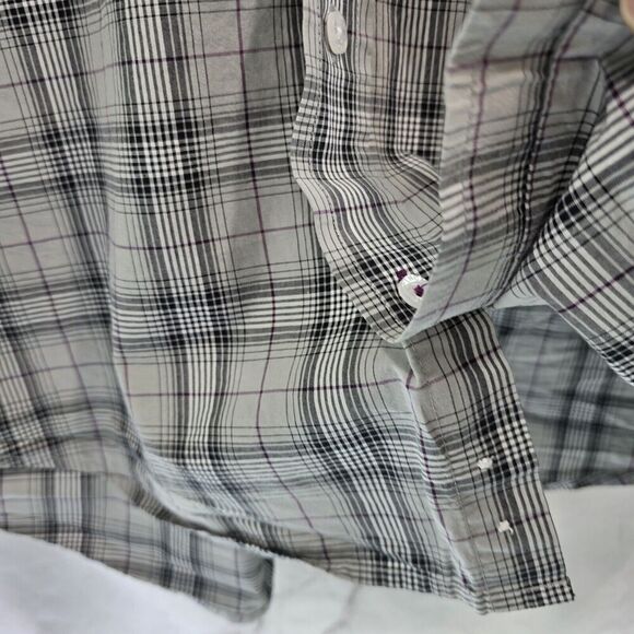 Cinch Shirt Mens Small Gray Button Down Plaid Long Sleeve Purple Black - Picture 10 of 12